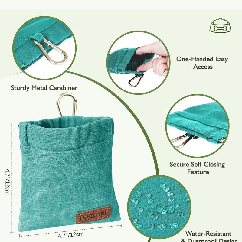 ETIAL Dog Treat Pouch,Portable Puppy Dog Training Treat Bag,Hand Free Dog Walking Bag,Auto Closing Pet Feed Snack Reward Pocket,Dog Food Dispenser for Pet Puppy Travel or Outdoor Use (Coral Green) - Image 2